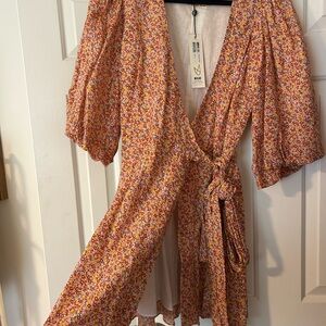 MINKPINK Red and Yellow Floral Dress